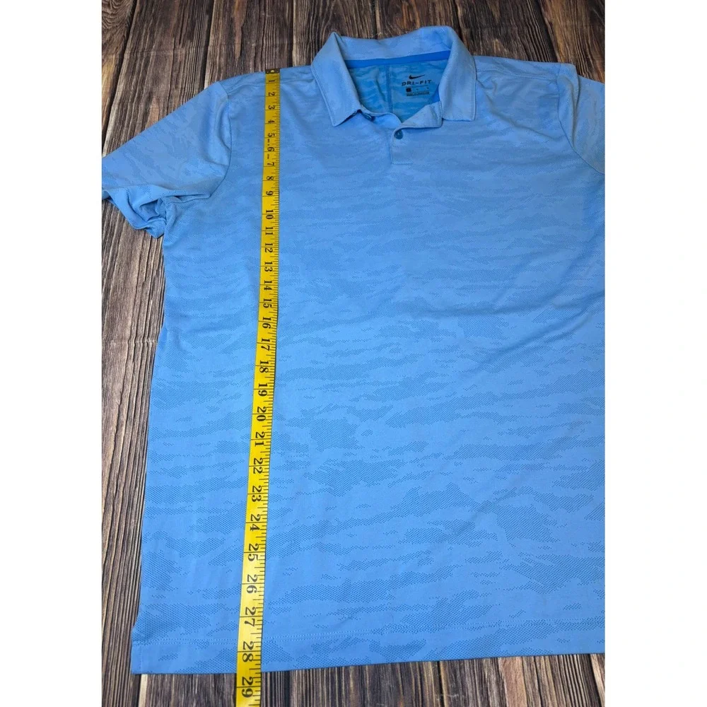 Nike Polo Shirt Mens L Blue Camo Dri-Fit Golf Athletic Short Sleeve Lightweight